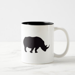 Rhino Vintage Wood Engraving Two-Tone Coffee Mug