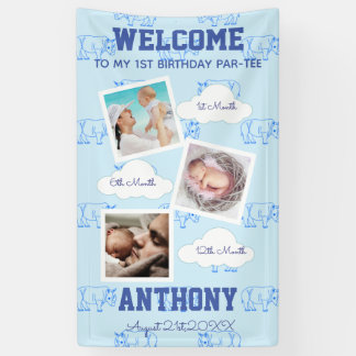 Rhino Welcome 1st Birthday Photo Banner
