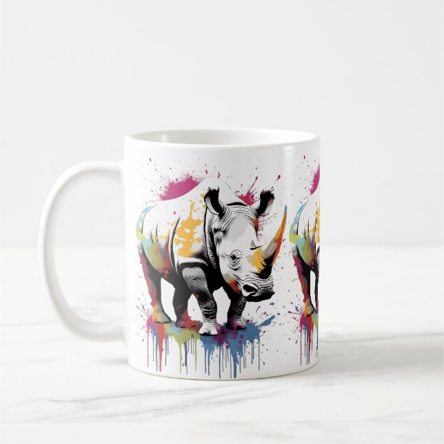 Rhino Wildlife & Nature Water Colour Set Coffee Mug (Left)
