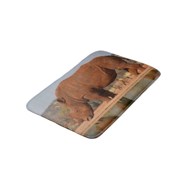 Rhino with mud on skin photo bath mat (Angled)