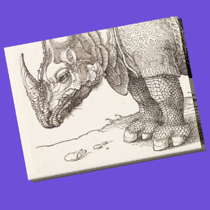 Rhino Woodcut Postcard
