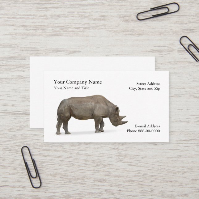 Rhino Zoologist Business Card (Front/Back In Situ)