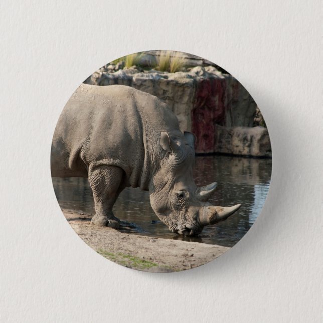 Rhinoceros 6 Cm Round Badge (Front)