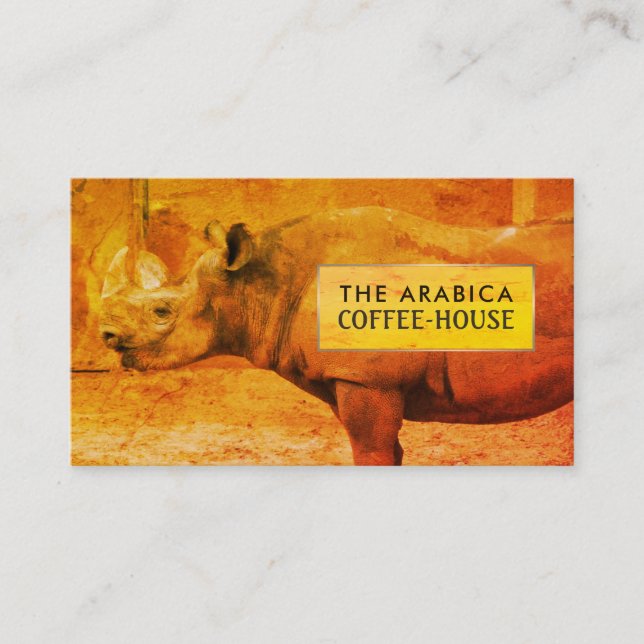 Rhinoceros, African Rhino, Coffee-house Business Card (Front)