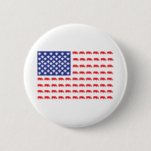 Rhinoceros American Flag 6 Cm Round Badge