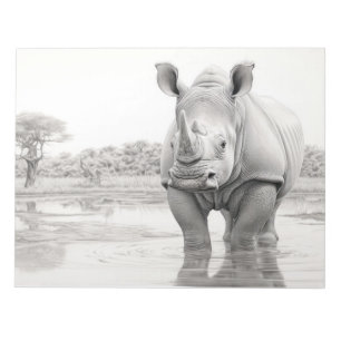 Rhinoceros Animal Discovery Wild Nature Ink Sketch Notepad