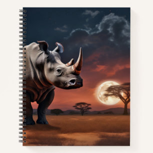 Rhinoceros Animal Wildlife Wilderness Colourful Ar Notebook