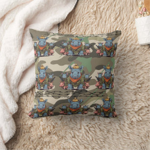 Rhinoceros Army Pattern Cushion
