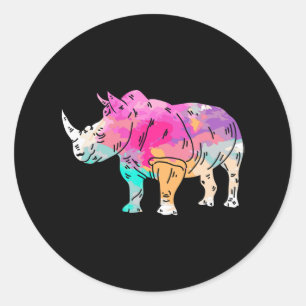 Rhinoceros Art Cute Artistic Rhino Zoo Safari Gift Classic Round Sticker
