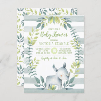 Rhinoceros Baby Shower Invitations