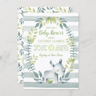 Rhinoceros Baby Shower Invitations