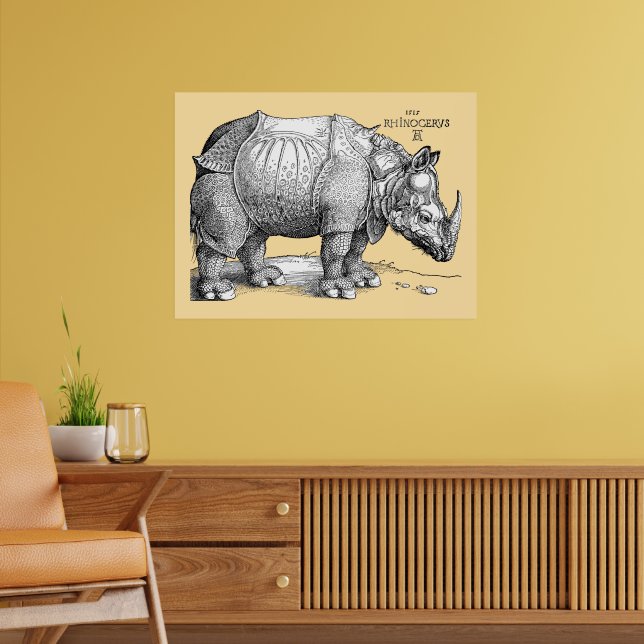 Rhinoceros by Albrecht Dürer 1515 Woodcut Poster (Living Room 2)