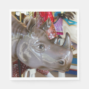 Rhinoceros Carousel Ride on Merry-Go-Round Napkin