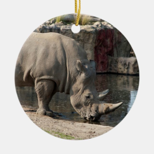 Rhinoceros Ceramic Tree Decoration (Front)