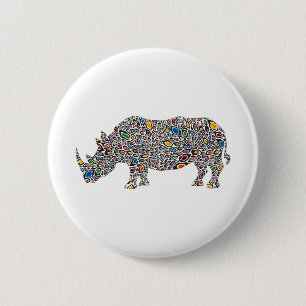 Rhinoceros-Cheetah 6 Cm Round Badge