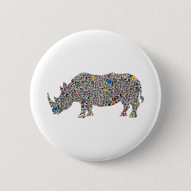 Rhinoceros-Cheetah 6 Cm Round Badge (Front)