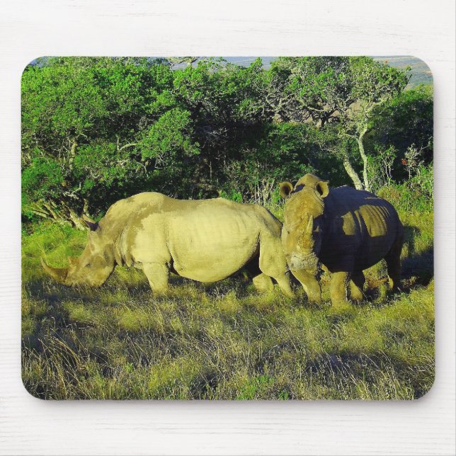Rhinoceros Couple Wildlife Photography Mouse Mat (Front)
