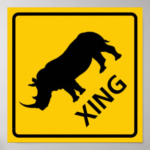 Rhinoceros Crossing Highway Sign