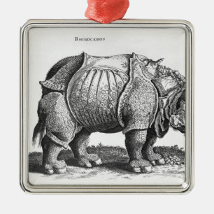 Rhinoceros, from 'Historia Animalium' Metal Tree Decoration
