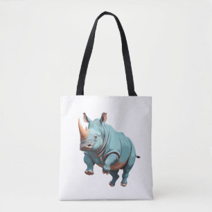 Rhinoceros Happy Playful Fun Jumping In The Air Tote Bag