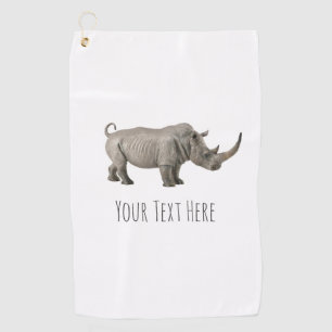 Rhinoceros Illustration Rhino Custom Message Golf Towel