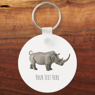 Rhinoceros Illustration Rhino Custom Message Key Ring