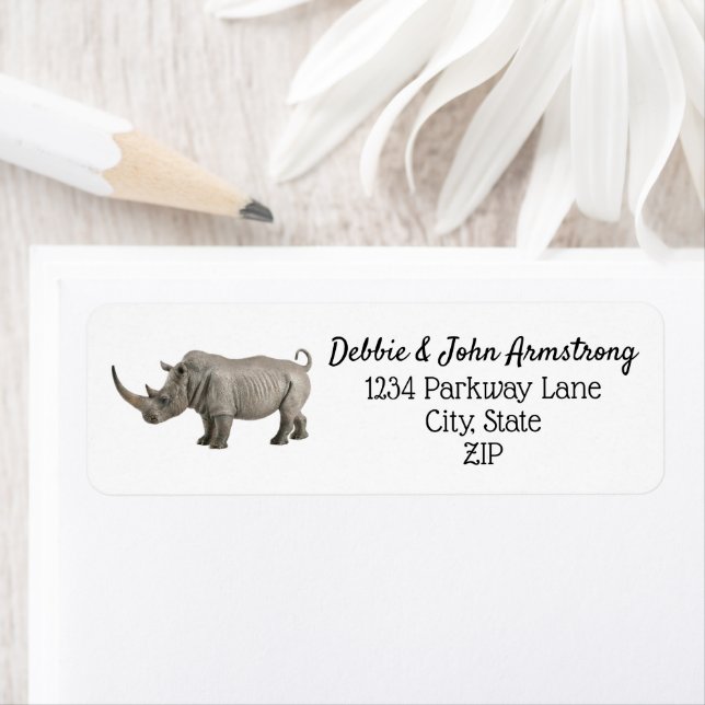 Rhinoceros Illustration Rhino Return Address (Insitu)
