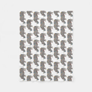 Rhinoceros in a Psychedelic Cheetah Pattern Fleece Blanket