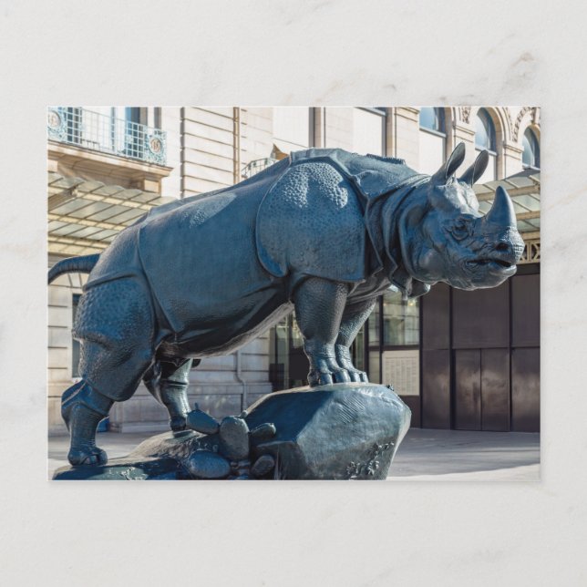Rhinoceros in front of musee d'Orsay - Paris Postcard (Front)