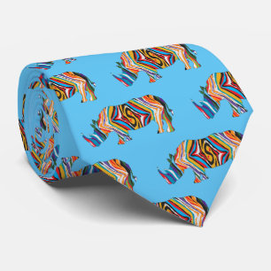 Rhinoceros in Psychedelic Pattern Tie