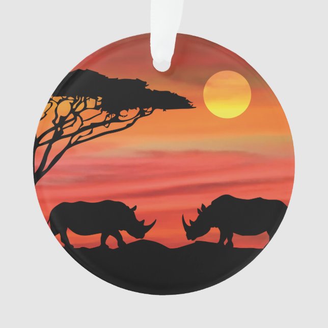 Rhinoceros in the African Serengeti Ornament (Front)