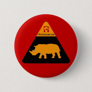 rhinoceros label 6 cm round badge