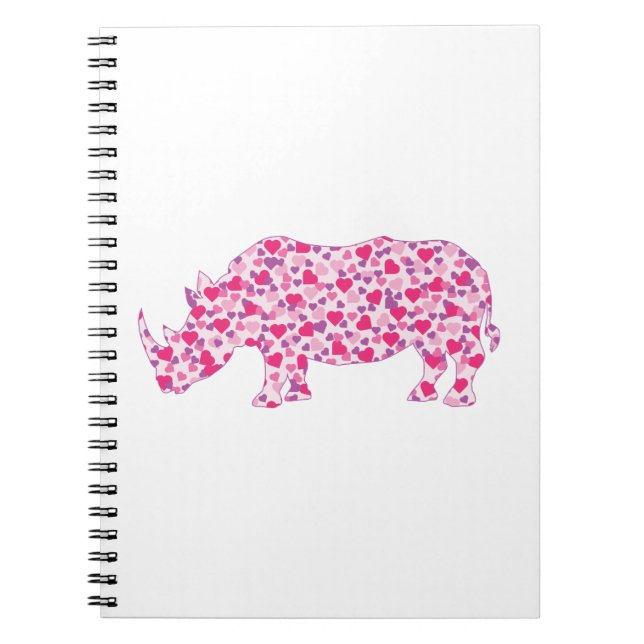 Rhinoceros made in Pink Hearts Notebook (Front)