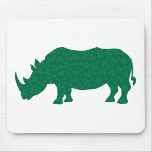 Rhinoceros made of Shamrocks Mouse Mat