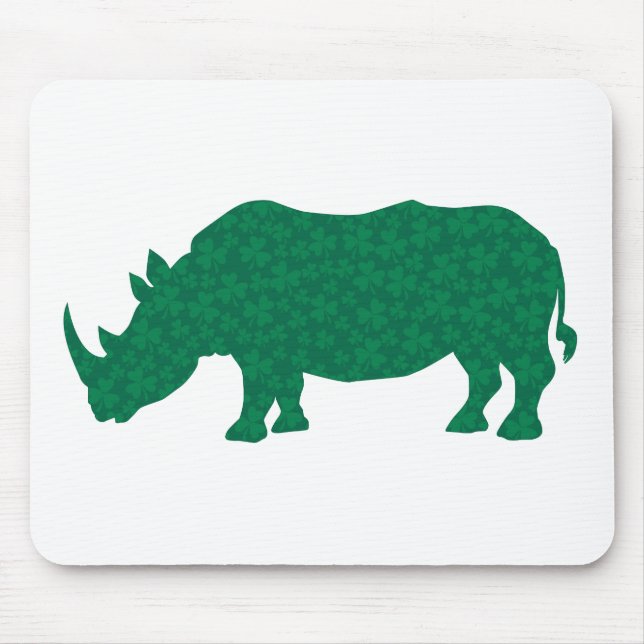 Rhinoceros made of Shamrocks Mouse Mat (Front)