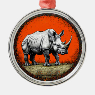 Rhinoceros Metal Tree Decoration