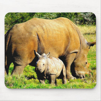 Rhinoceros Mother & Calf Wildlife Photography Mouse Mat