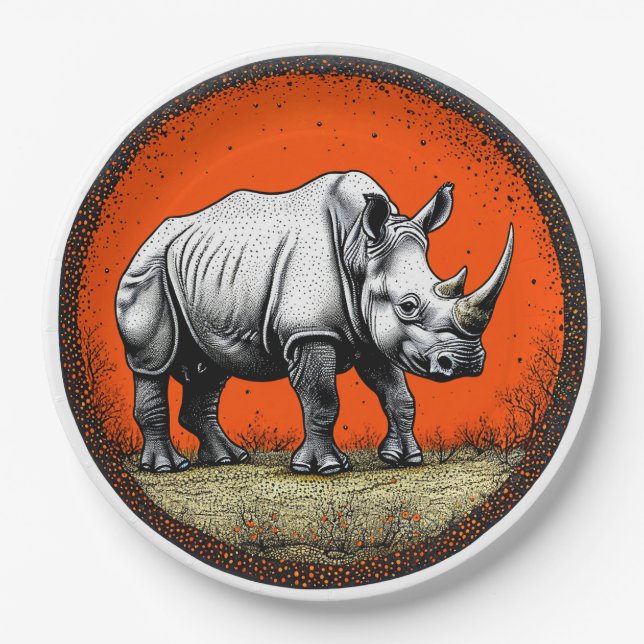Rhinoceros Paper Plate (Front)