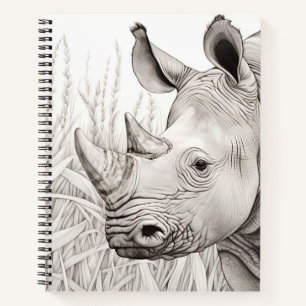Rhinoceros Peaceful Nature Prairie Sketch Drawing Notebook