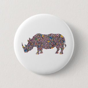 Rhinoceros-Pink-Cheetah 6 Cm Round Badge