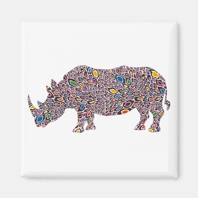 Rhinoceros-Pink-Cheetah Magnet (Front)