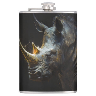 Rhinoceros Portrait Animal Nature Wildlife Spirit Hip Flask