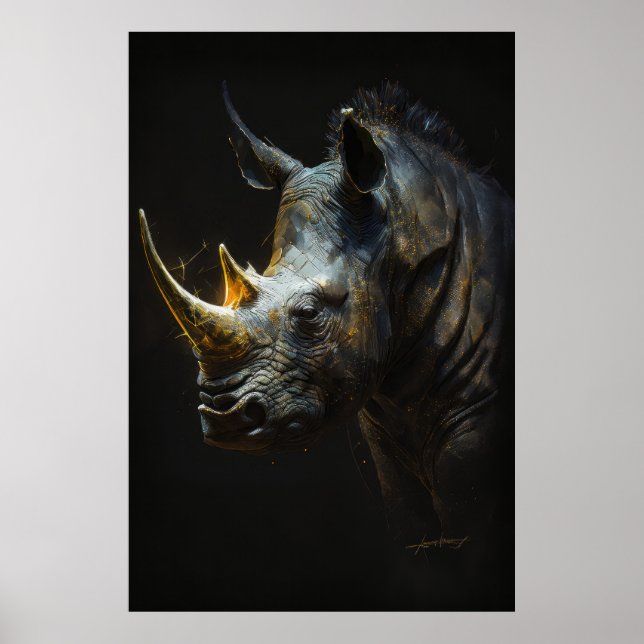 Rhinoceros Portrait Animal Nature Wildlife Spirit Poster (Front)