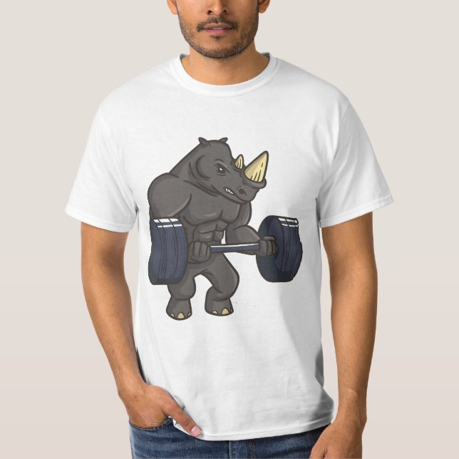 Rhinoceros Powerlifting Weightlifting Gym Rhino Lo T-Shirt (Front)