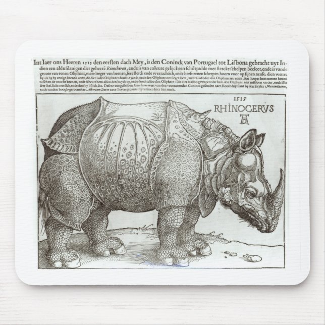 Rhinoceros, print given to Maximilian I (1459-1519 Mouse Mat (Front)