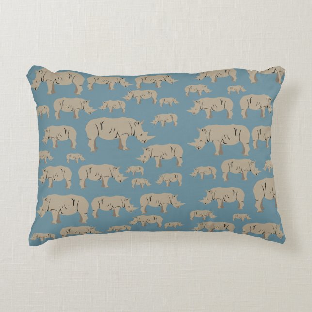 Rhinoceros Rhino Illustration Pattern   Decorative Cushion (Front)