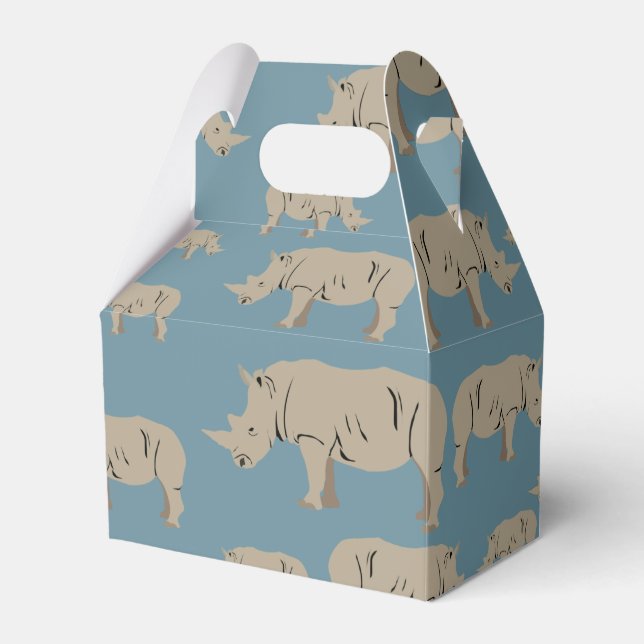 Rhinoceros Rhino Illustration Pattern   Favour Box (Front Side)