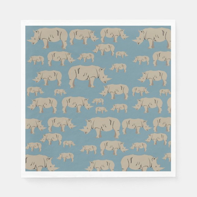 Rhinoceros Rhino Illustration Pattern Napkin (Front)