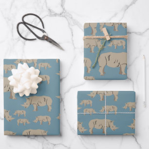 Rhinoceros Rhino Illustration Pattern  Wrapping Paper Sheet