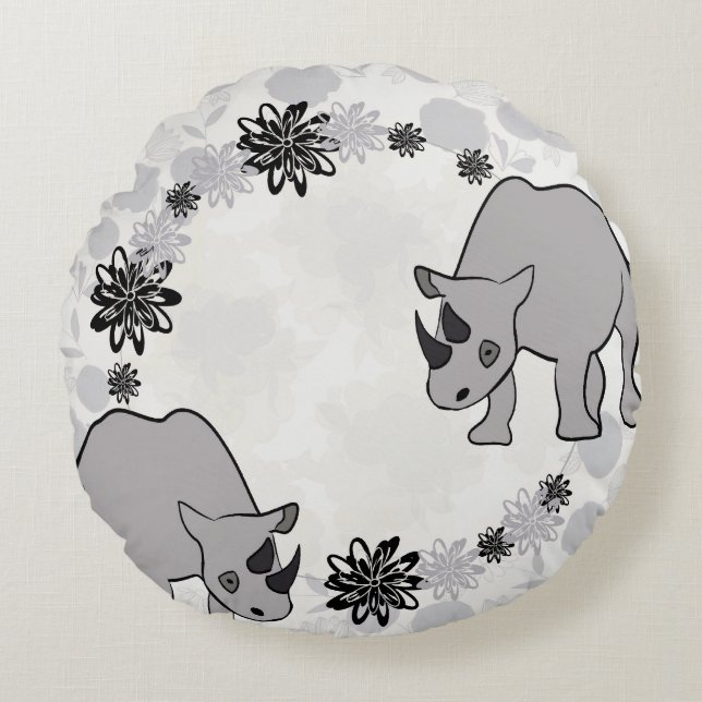 Rhinoceros Round Cushion (Front)